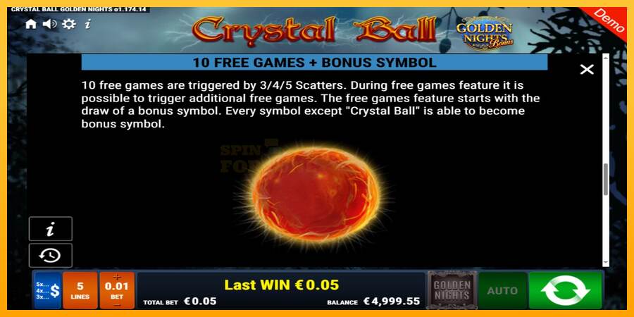 Crystal Ball Golden Nights mesin permainan untuk uang, gambar 5