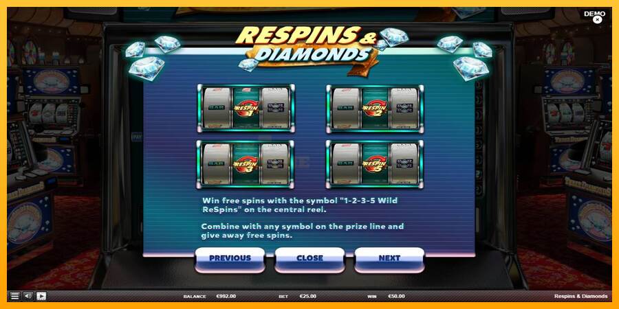 Respins Diamonds mesin permainan untuk uang, gambar 6