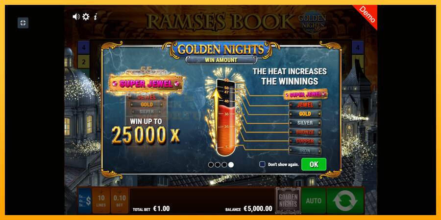 Ramses Book Golden Nights mesin permainan untuk uang, gambar 1