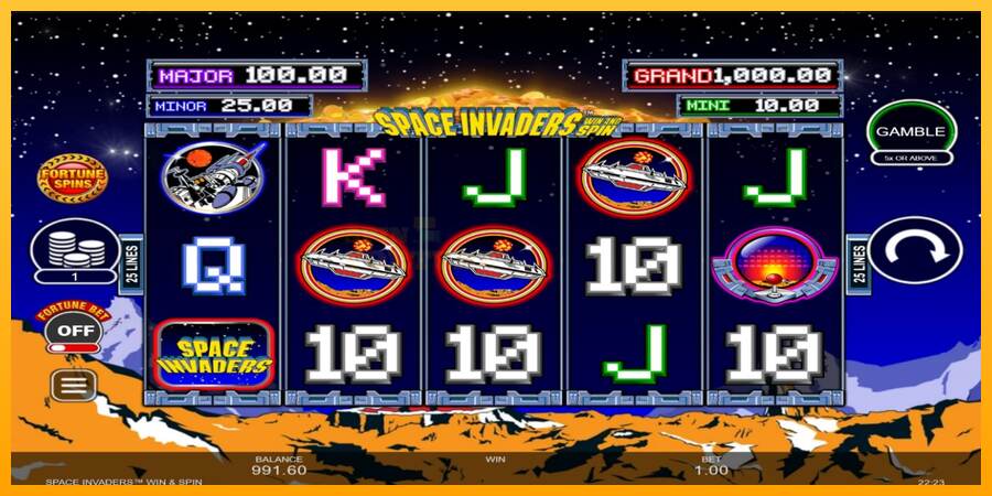 Space Invaders Win and Spin mesin permainan untuk uang, gambar 2