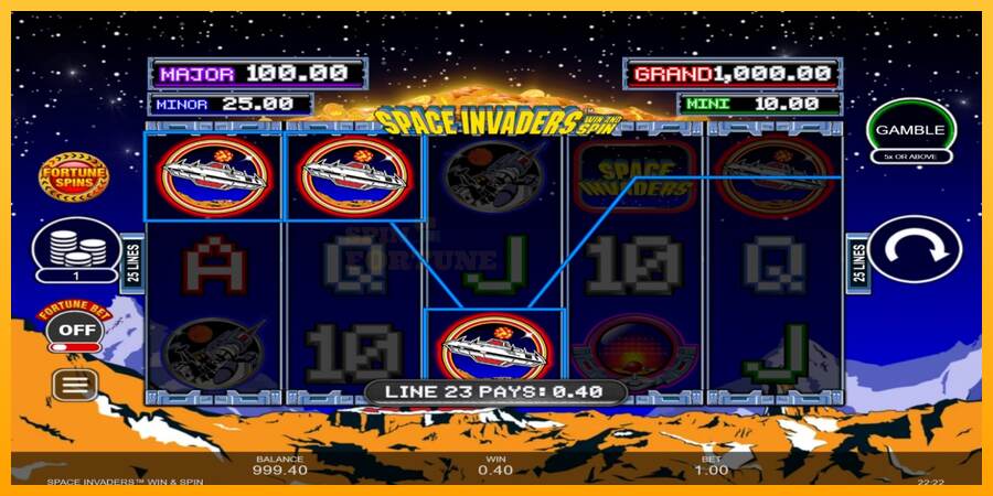 Space Invaders Win and Spin mesin permainan untuk uang, gambar 3