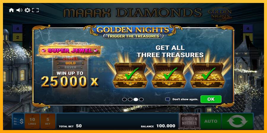 Maaax Diamonds Golden Nights mesin permainan untuk uang, gambar 1