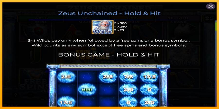 Zeus Unchained - Hold & Hit mesin permainan untuk uang, gambar 4