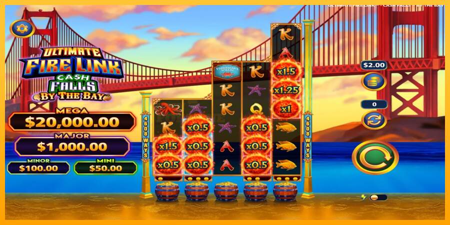 Ultimate Fire Link Cash Falls By The Bay mesin permainan untuk uang, gambar 2