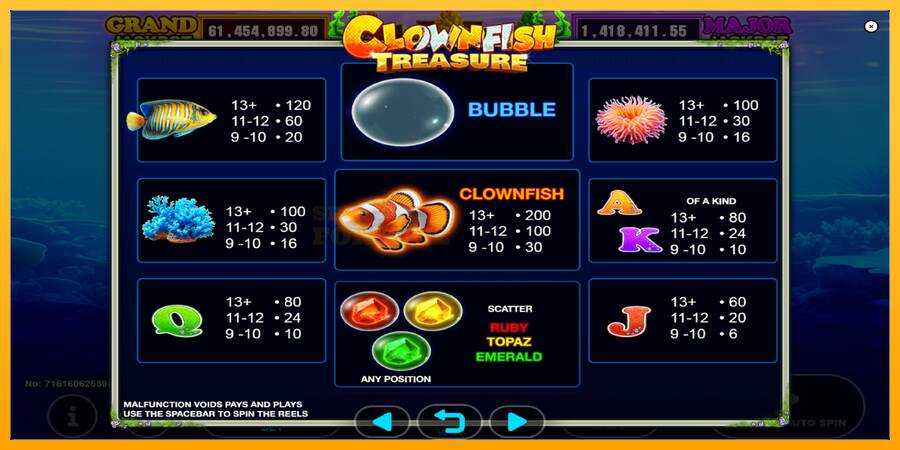 Clown Fish Treasure mesin permainan untuk uang, gambar 5