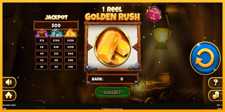 1 Reel Golden Rush mesin permainan untuk uang, gambar 2