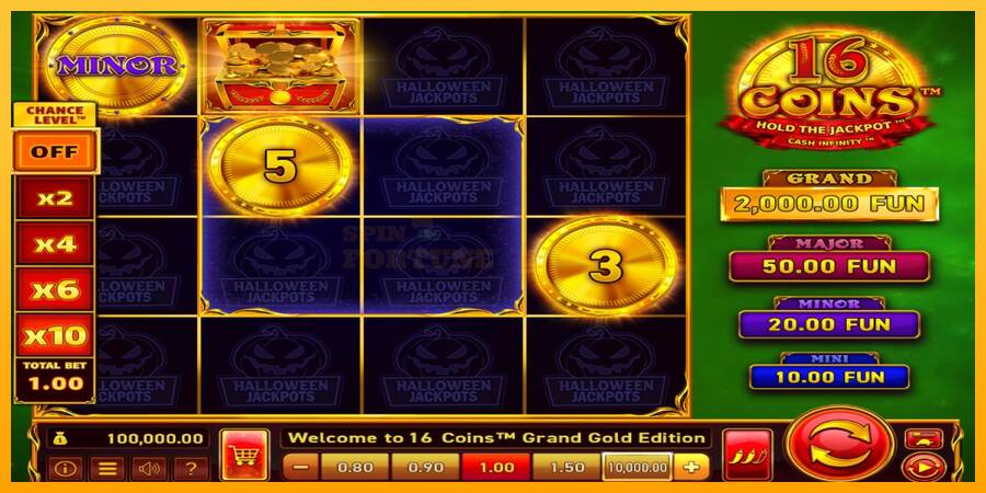 16 Coins Grand Gold Edition Halloween Jackpots mesin permainan untuk uang, gambar 1