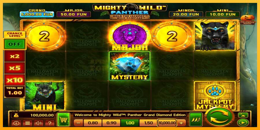 Mighty Wild: Panther Grand Diamond Edition Halloween Jackpots mesin permainan untuk uang, gambar 1