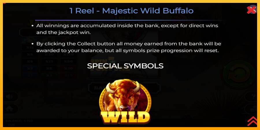 1 Reel Majestic Wild Buffalo mesin permainan untuk uang, gambar 6