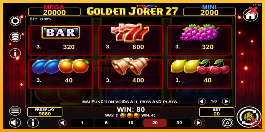 Golden Joker 27 Hold & Win mesin permainan untuk uang, gambar 5