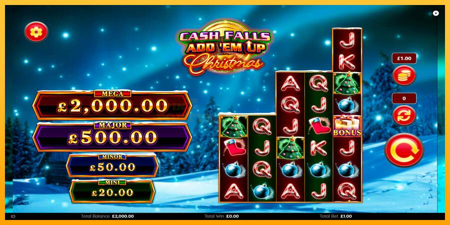 Cash Falls: Add Em Up Christmas mesin permainan untuk uang, gambar 1